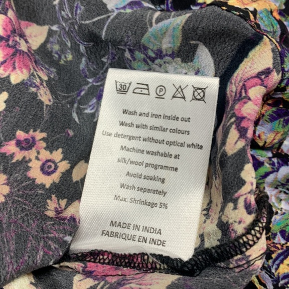 Anthropologie Rdalamal Black Floral Top Blouse Size 12 Long Sleeves - Picture 9 of 9